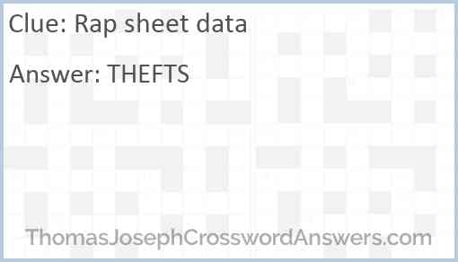 Rap sheet data Answer