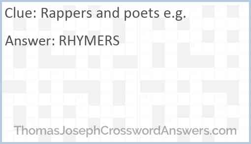 Rappers and poets e.g. Answer