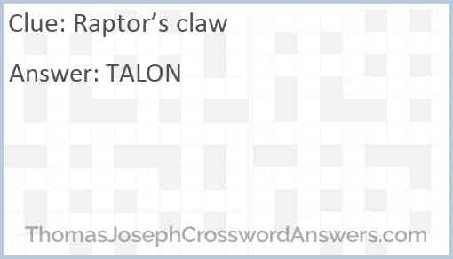 Raptor’s claw Answer