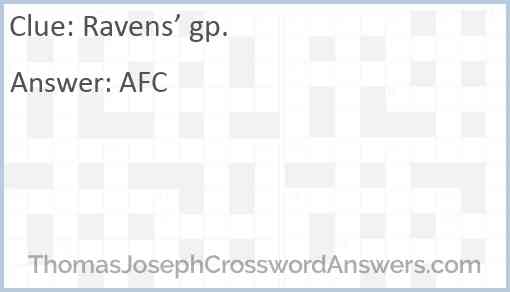 Ravens’ gp. Answer