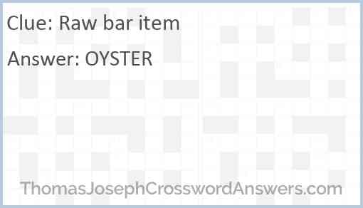 Raw bar item Answer