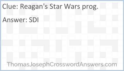 Reagan's Star Wars prog. Answer