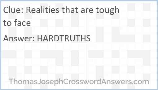 Realities that are tough to face Answer