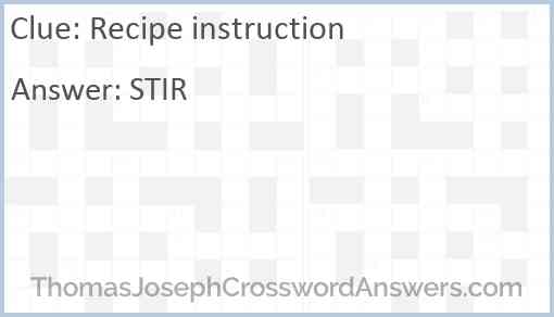 Recipe instruction Answer