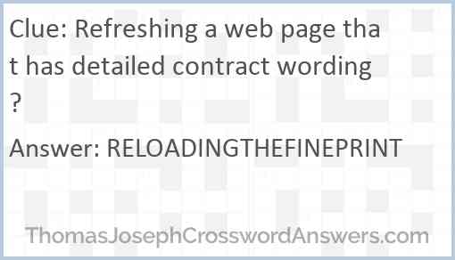 Refreshing a web page that has detailed contract wording? Answer