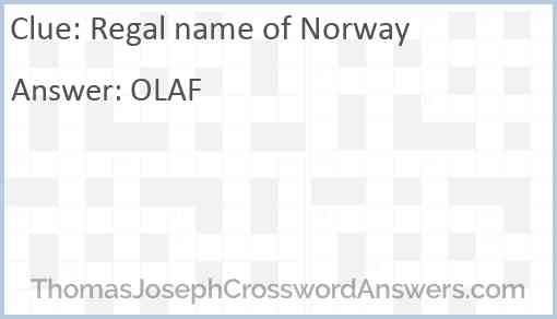 Regal name of Norway Answer