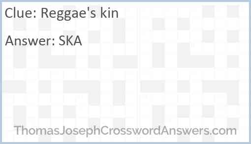 Reggae’s kin Answer