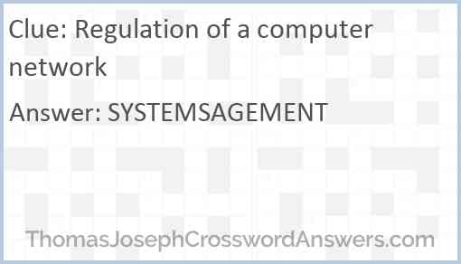 Regulation of a computer network Answer