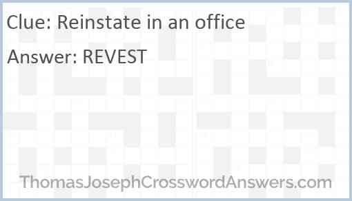 Reinstate in an office Answer