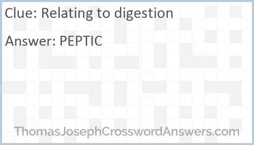 Relating to digestion Answer