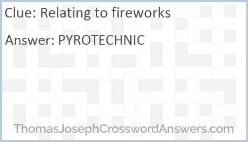 Relating to fireworks Answer