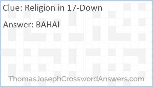Religion in 17-Down Answer