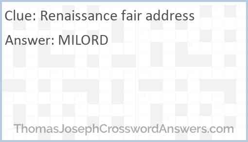 Renaissance fair address Answer