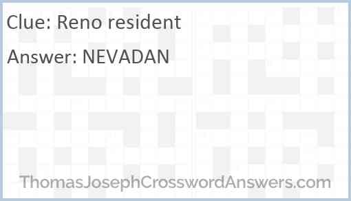 Reno resident Answer