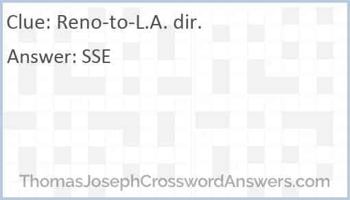 Reno-to-L.A. dir. Answer