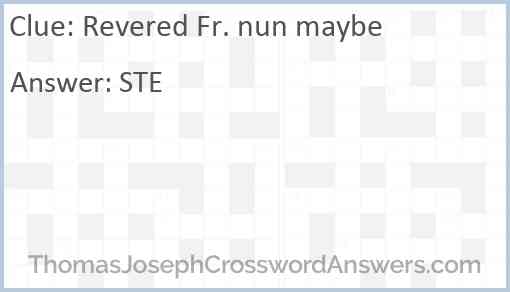 Revered Fr. nun maybe Answer