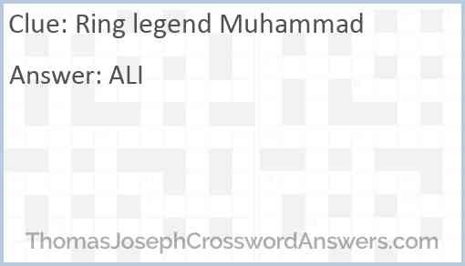 Ring legend Muhammad Answer