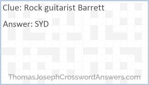 Rock guitarist Barrett Answer