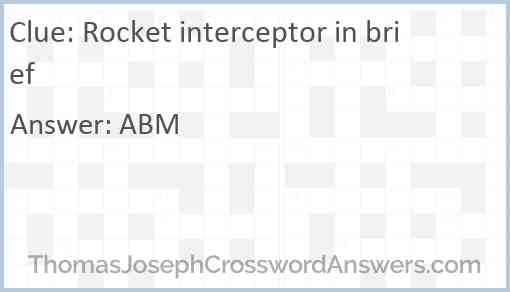 Rocket interceptor in brief Answer