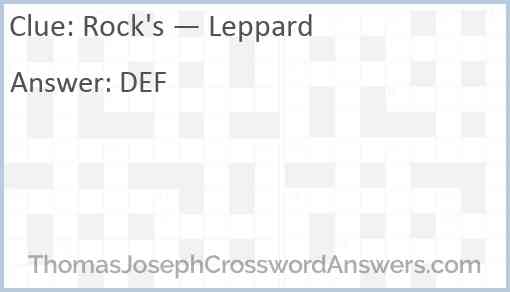Rock’s — Leppard Answer