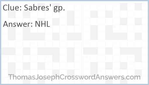 Sabres' gp. Answer