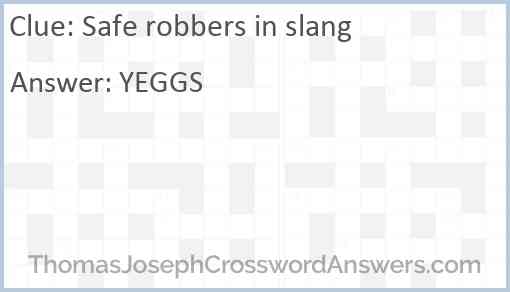 Safe robbers in slang Answer