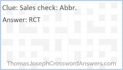 Sales check: Abbr. Answer