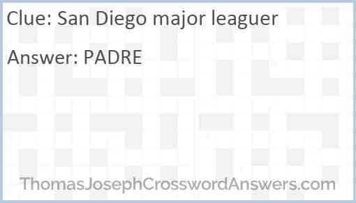 San Diego major leaguer Answer