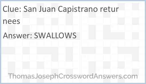 San Juan Capistrano returnees Answer