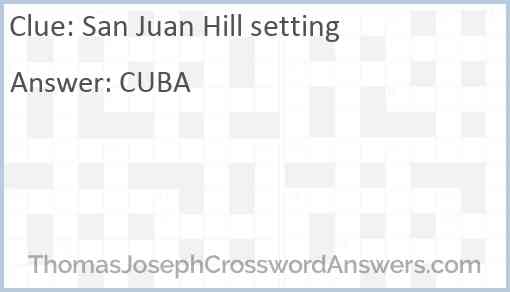 San Juan Hill setting Answer