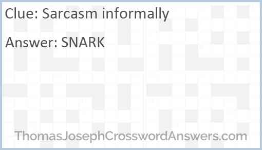 Sarcasm informally Answer