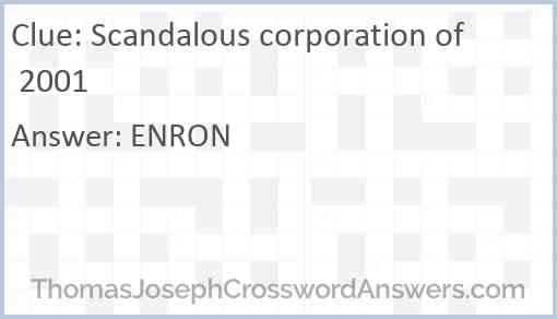 Scandalous corporation of 2001 Answer