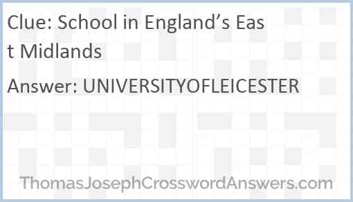 School in England’s East Midlands Answer