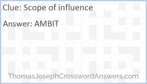Scope of influence Answer