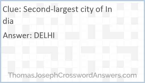 Second-largest city of India Answer