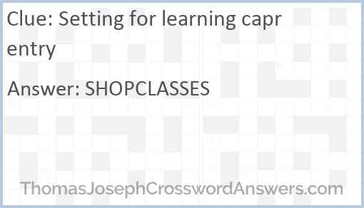 Setting for learning caprentry Answer