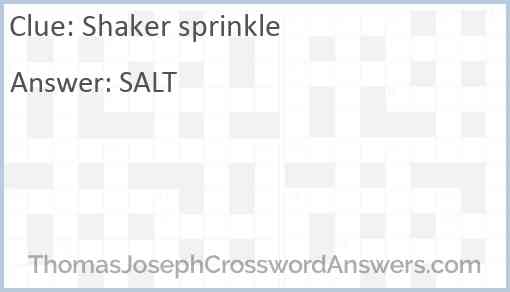 Shaker sprinkle Answer