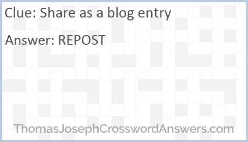 Share as a blog entry Answer