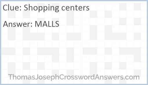 Shopping centers Answer