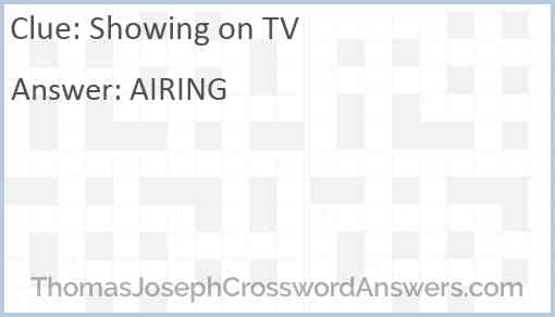 Showing on TV Answer