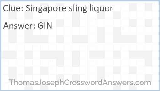 Singapore sling liquor Answer