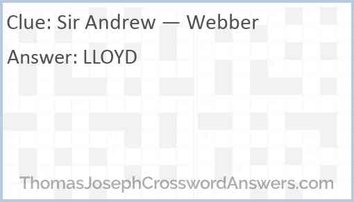Sir Andrew — Webber Answer