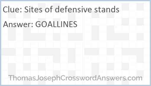 Sites of defensive stands Answer