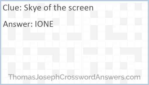 Skye of the screen Answer