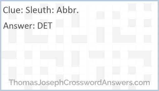 Sleuth: Abbr. Answer