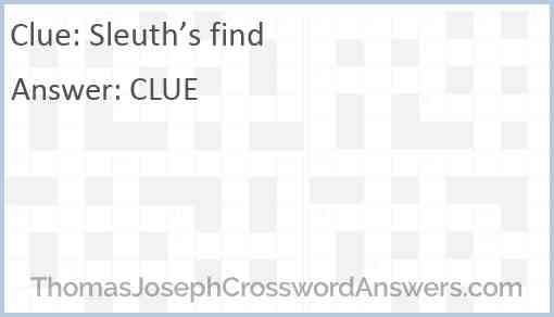 Sleuth’s find Answer