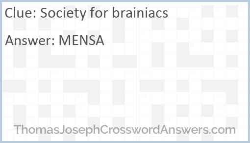 Society for brainiacs Answer