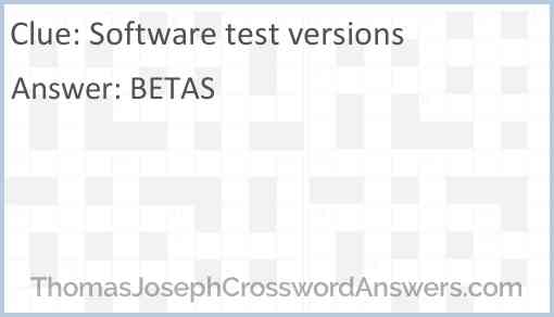 Software test versions Answer