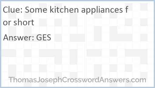 Some kitchen appliances for short Answer
