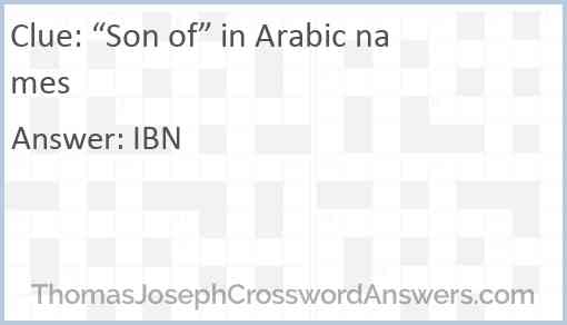 “Son of” in Arabic names Answer